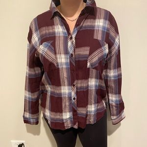 Flannel print blouse